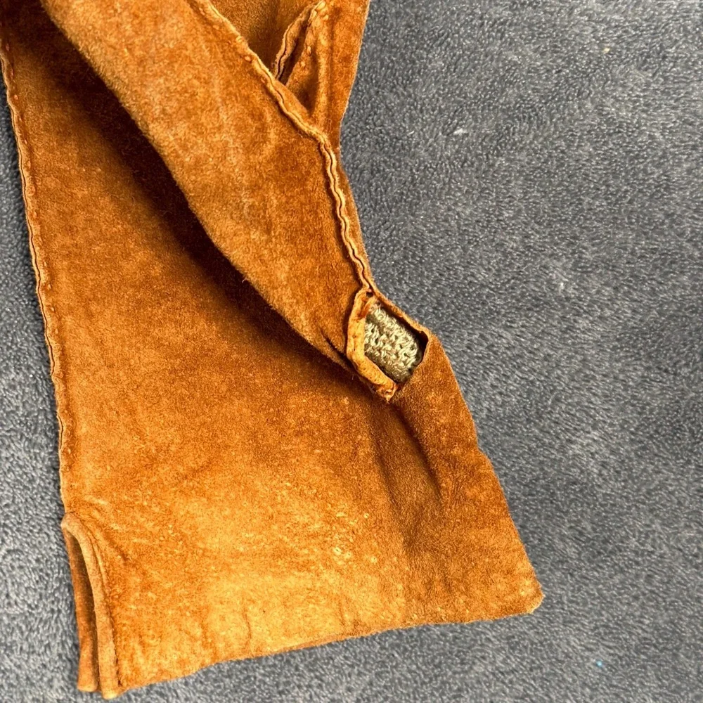 Vintage Kayser Tan Brown Suede Leather Gloves Lined Large Palm Vent Gardening